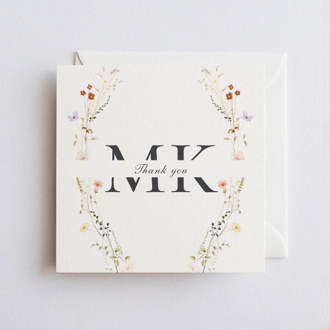 Minimalistiska blommor fyrkantigt tackkort tack kort (Skapare uppladdad)