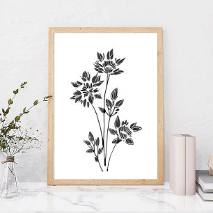 Minimalistiska blommor skiss konst affisch
