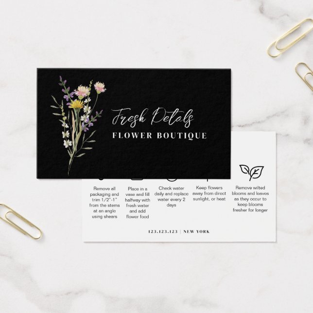 Minimalistiska Blommor Vård Floristkort Visitkort (Kontor)