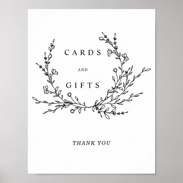 Minimalistiska blomster linjekonst kort & present  poster (Framsidan)