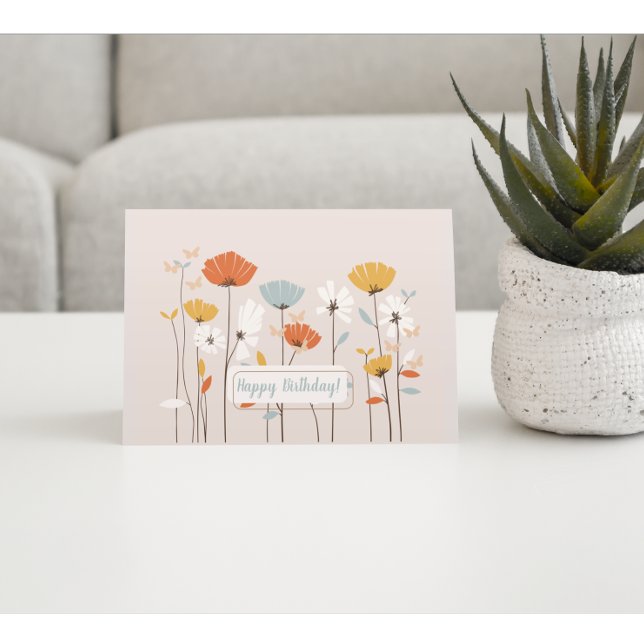 Minimalistiska blomsterfödelsönskningar vykort (Skapare uppladdad)