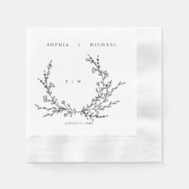 Minimalistiska blomsterlinje konst bröllops servet pappersservett