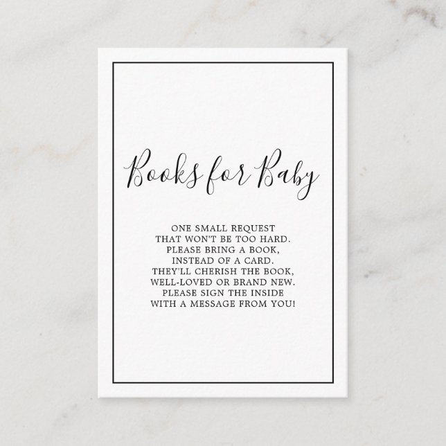 Minimalistiska böcker för Baby Shower-kort Tilläggskort (Framsida)