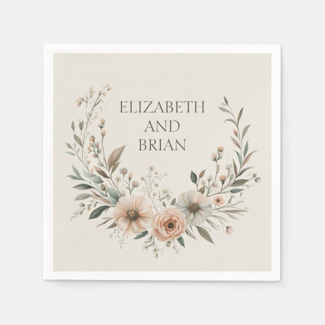 Minimalistiska Boho Flowers i Elfenbenskusten och  Pappersservett (Framsidan)