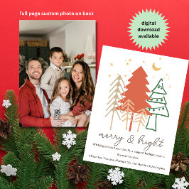 Minimalistiska Boho Handritade Julgranar Foto Julkort