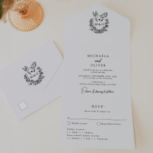 Minimalistiska Botaniska Duvor Elegant Bröllopsskr