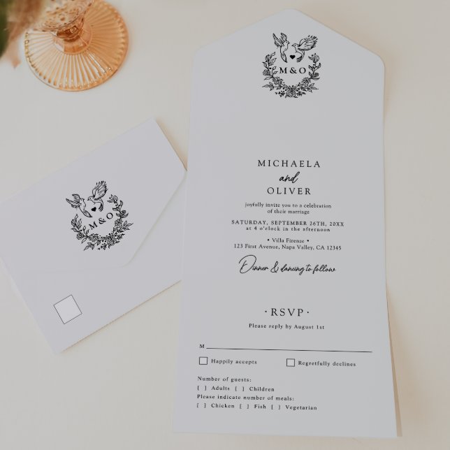 Minimalistiska Botaniska Duvor Elegant Bröllopsskr (Skapare uppladdad)