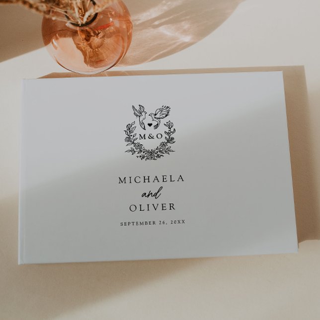 Minimalistiska Botaniska Duvor Elegant Bröllopsskr Gästböcker (Skapare uppladdad)