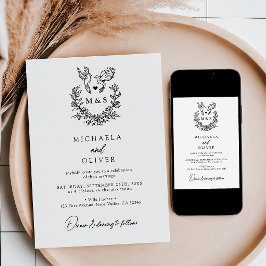 Minimalistiska Botaniska Duvor Elegant Bröllopsskr Inbjudningar