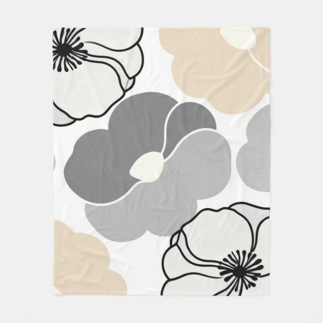 Minimalistiska botaniska motiv, neutral beige och  fleecefilt (Framsidan)