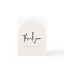 Minimalistiska bröllopsdusch tackkort med script