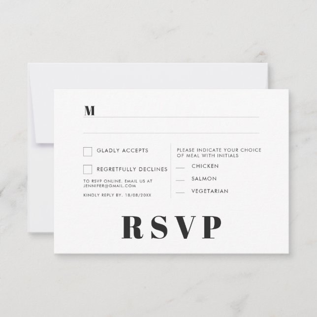 Minimalistiska bröllopskort för RSVP Inbjudningar (Framsida)