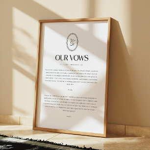 Minimalistiska bröllopslöften Anpassad monogram Poster