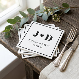 Minimalistiska bröllopsservetter monogram gåva fes pappersservett