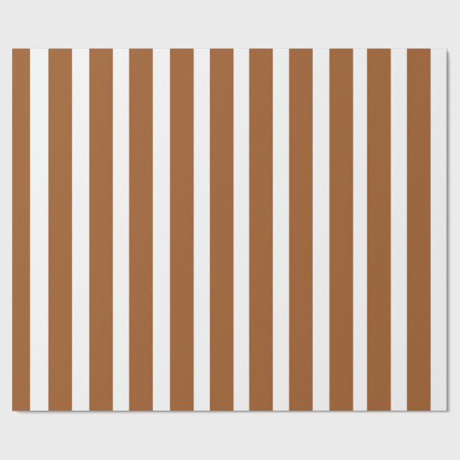 Minimalistiska bruna och vita vertikala ränder  presentpapper (Platt)