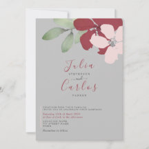 Minimalistiska Burgunderröda Blommiga Bröllopsinbj