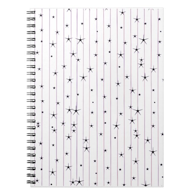 Minimalistiska Celestiala Stjärnor Spiral Anteckni Anteckningsbok (Framsidan)