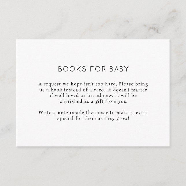 Minimalistiska Chic Böcker för Baby Baby Shower Tilläggskort (Framsida)