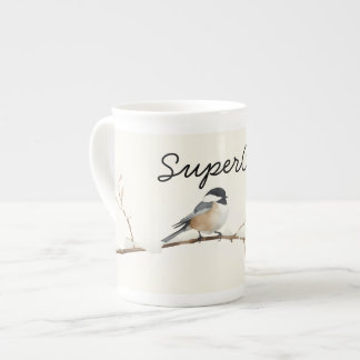 Minimalistiska Chickadee Akvarell Pappersmuggar Benporslin Mugg