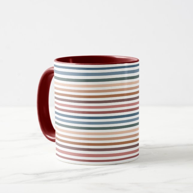 Minimalistiska dämpade regnbågslinjer mugg (Framsida vänster)