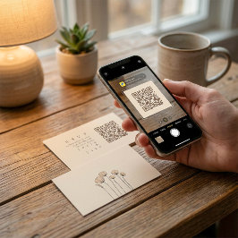 Minimalistiska dämpade toner QR-kod vildblommor RS Tilläggskort