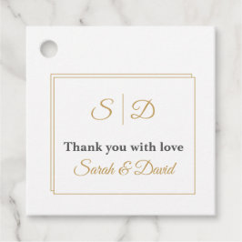Minimalistiska dubbla guldkanter bröllagspresentko gåvor etiketter