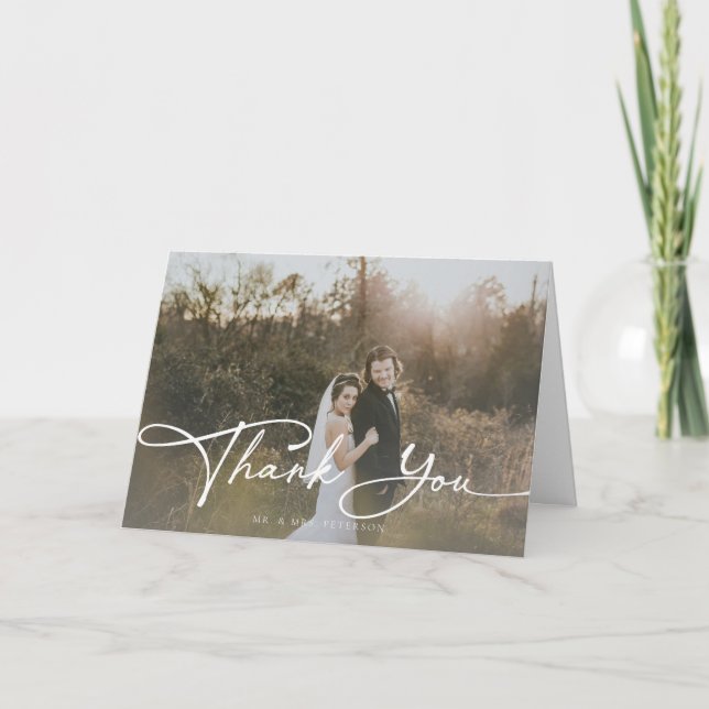 Minimalistiska Eleganta Skript Tack Tackkort (Framsida)