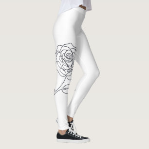 Minimalistiska enkelradiga rosblommiga leggings