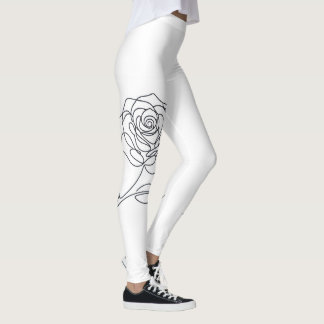 Minimalistiska enkelradiga rosblommiga leggings