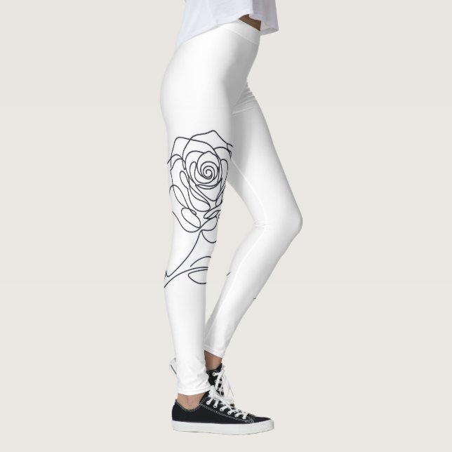 Minimalistiska enkelradiga rosblommiga leggings (Höger)