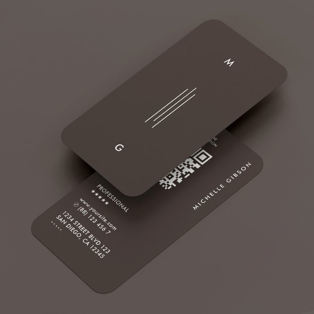 Minimalistiska Enkla Initialer Linjer Espresso  Visitkort (Minimal Simple Initials Lines Espresso Business Card
)
