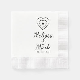 Minimalistiska Enkla Trippel Hjärtan Handritade Pappersservett