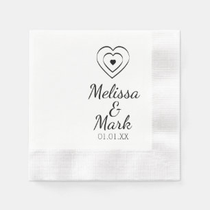 Minimalistiska Enkla Trippel Hjärtan Handritade Pappersservett