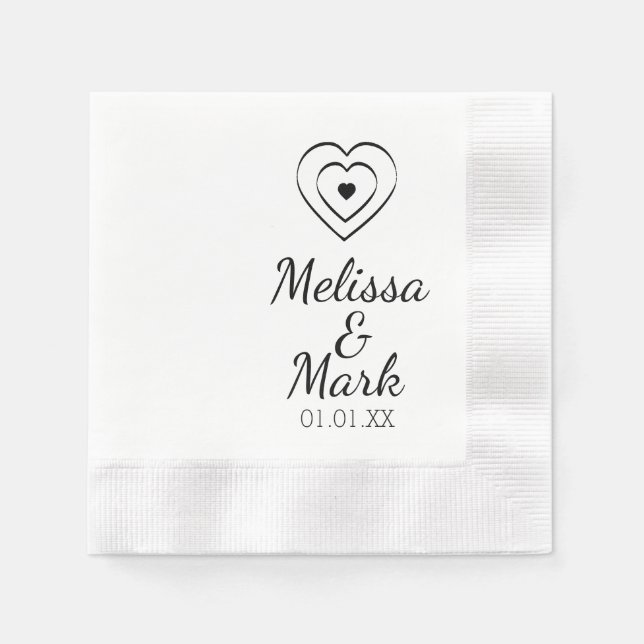 Minimalistiska Enkla Trippel Hjärtan Handritade Pappersservett (Framsidan)