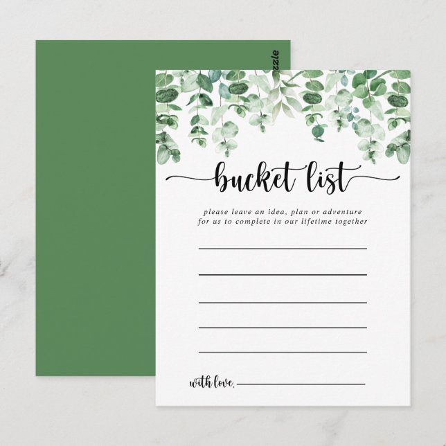 Minimalistiska Eukalyptus Enkla Bucket List-kort Vykort (Fram/baksida)