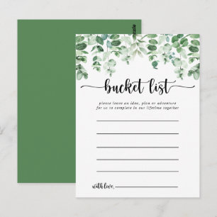 Minimalistiska Eukalyptus Enkla Bucket List-kort Vykort