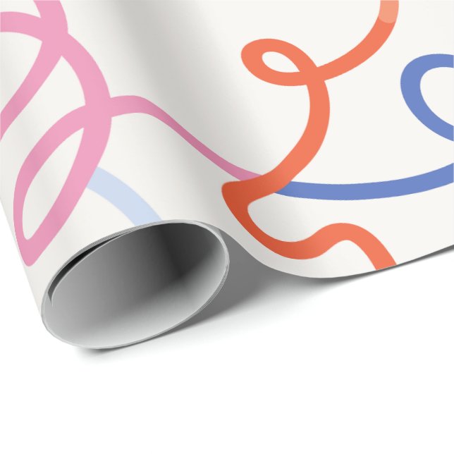 Minimalistiska färgglada linjer penseldrag  presentpapper (Rullad Hörn)