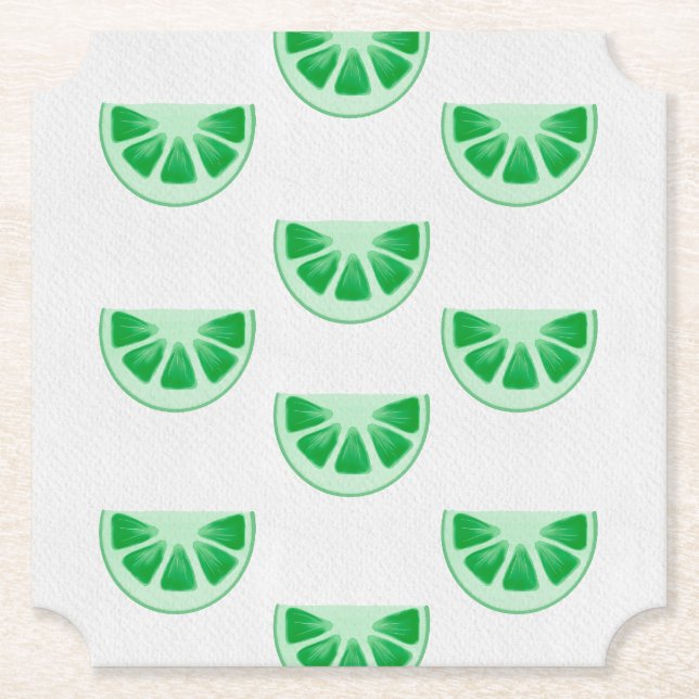 Minimalistiska färska gröna lime skivor canvas mön underlägg papper (Framsida)