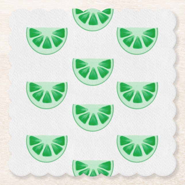 Minimalistiska färska gröna lime skivor canvas mön underlägg papper (Framsida)