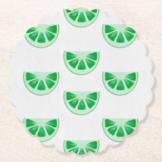 Minimalistiska färska gröna lime skivor canvas mön underlägg papper (Framsida)