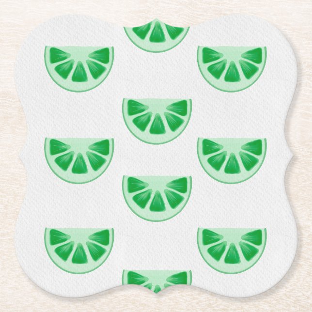 Minimalistiska färska gröna lime skivor canvas mön underlägg papper (Framsida)