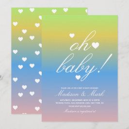 Minimalistiska Flytande Hjärtan  Baby Shower Gradi Inbjudningar