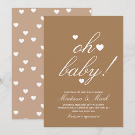Minimalistiska Flytande Hjärtan  Baby Shower Jordn Inbjudningar