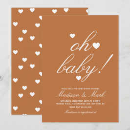 Minimalistiska Flytande Hjärtan  Baby Shower Jordn Inbjudningar