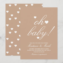 Minimalistiska Flytande Hjärtan  Baby Shower Jordn Inbjudningar