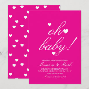 Minimalistiska Flytande Hjärtan Baby Shower Rosa Inbjudningar