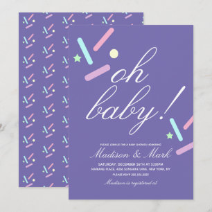 Minimalistiska flytande strössel lila Baby Shower Inbjudningar