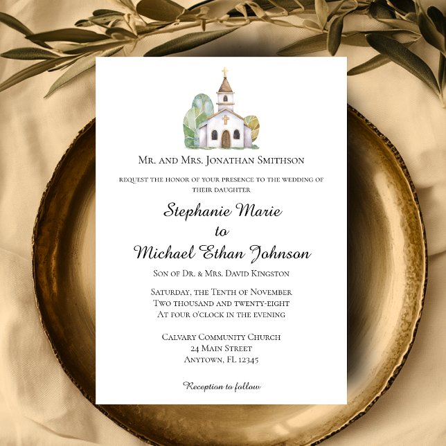 MINIMALISTISKA FORMELLA KIRKLIGA BRÖLLOPSINVITERIN INBJUDNINGAR (MINIMALIST Formal Church Wedding Invitations)