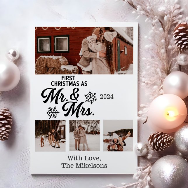 Minimalistiska foton Första jul som Mr. och Mrs. Julkort (Skapare uppladdad)