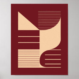 Minimalistiska geometriska former på mörkröd bakgr poster